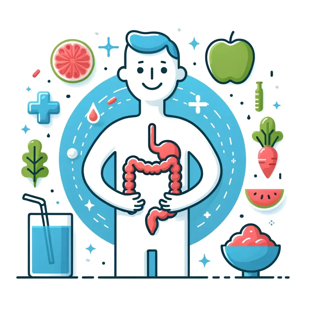 숙변 제거에 도움이 되는 방법 10가지 2 DALL·E 2024 04 09 15.48.51 A simple and visually appealing illustration focused on promoting intestinal health and the removal of intestinal waste. The image should feature a ha 1