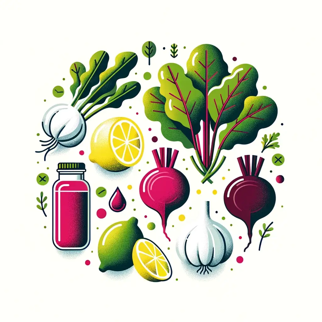 혈액을 맑게 해주는 10가지 음식 1 DALL·E 2024 04 09 16.44.36 A clean and minimalist design of foods known for purifying blood arranged in a simple and aesthetically pleasing composition. Include foods like garl 1