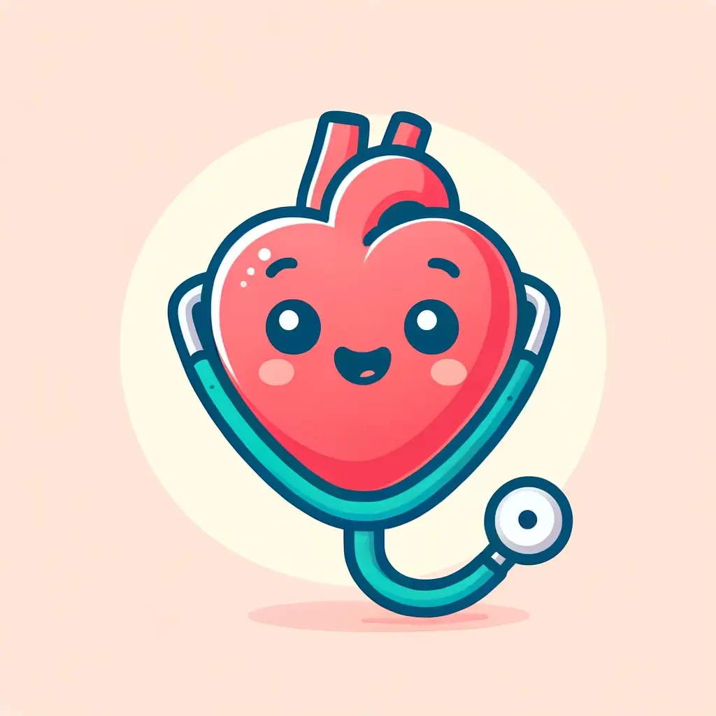 혈관 건강에 좋은 음식 10가지 1 DALL·E 2024 04 25 23.29.38 A cute and simple illustration of a healthy smiling heart with a stethoscope around its neck set against a soft pastel background. The heart is pers