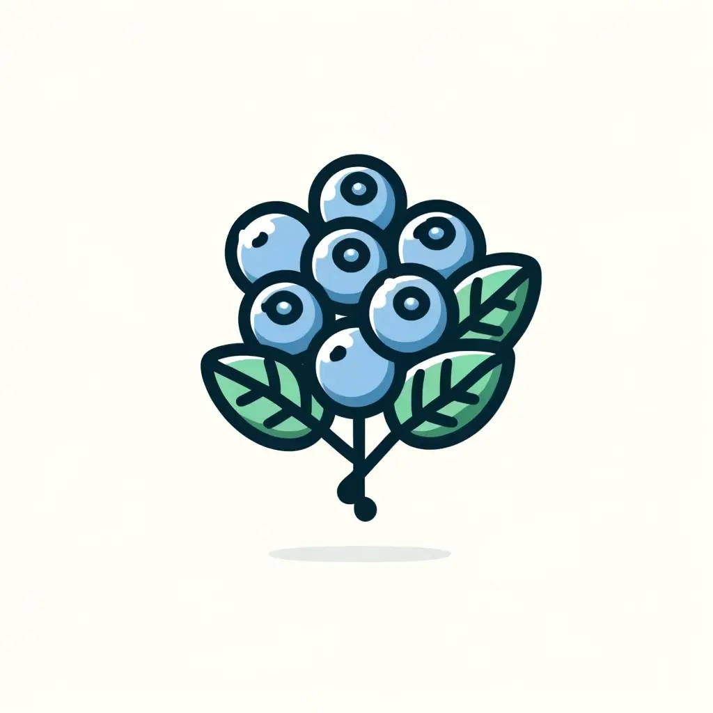 눈 건강 지킴이 블루베리의 효능 13가지 1 DALL·E 2024 05 01 07.10.51 A cute and simple illustration of a cluster of blueberries on a stem designed with a minimalistic and clean aesthetic. The blueberries should look vi